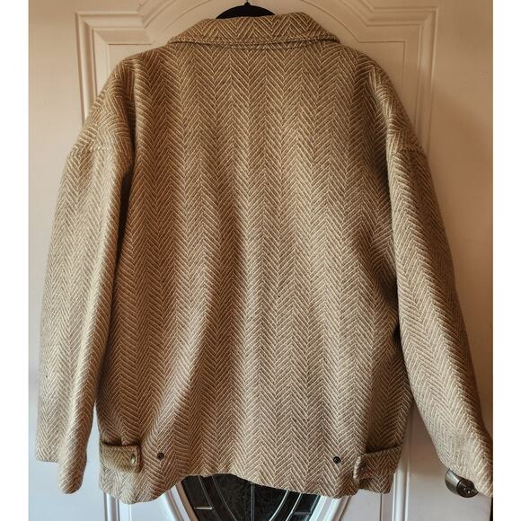 Alafoss of Iceland Vtg 100% Pure Virgin Wool Size Small Cream & Tan Herringbone - Picture 2 of 8